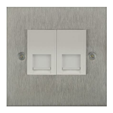 Focus SB True Edge TEASS24 2W 2 Gang Master Telephone Socket In Satin