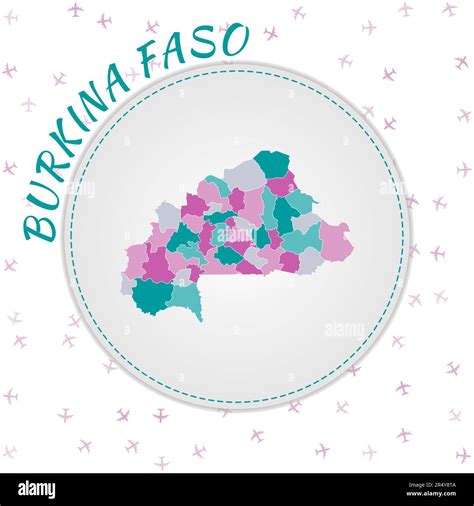 Burkina Faso Diseño De Mapas Mapa Del País Con Regiones En Paleta De