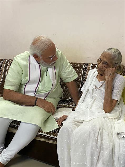 Pm Modi Meets His Mother Heeraben At Her Gandhinagar Residence