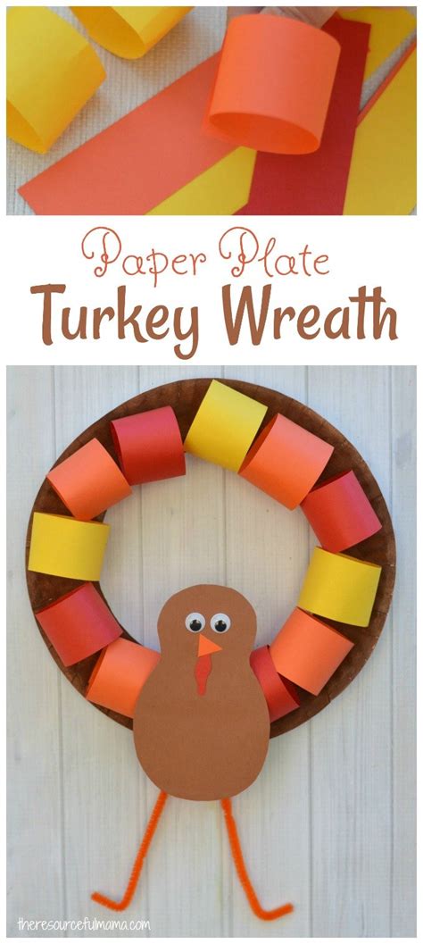 Paper Plate Turkey Wreath Craft Fun Thanksgiving Crafts Easy