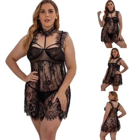 Plus Size Lace Women Sleepwear See Though Lingerie Porno Womens Nightgown Sleepwear Womens