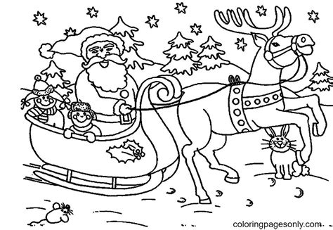 Santa Flying With Reindeer Coloring Pages - Christmas Coloring Pages ...