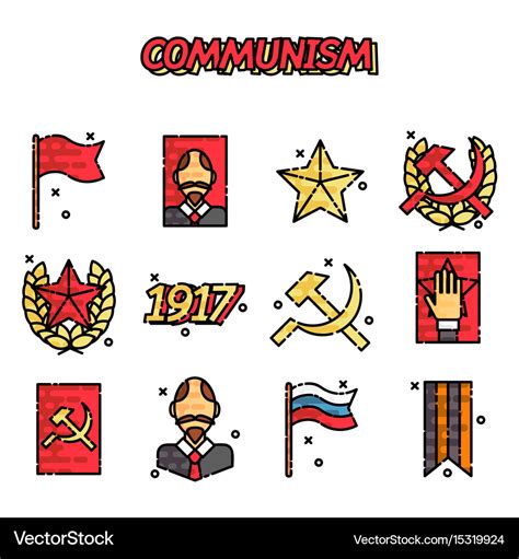 Communism cartoon concept icons Royalty Free Vector Image