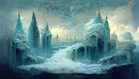 Premium AI Image | Ice cave kingdom concept art illustration