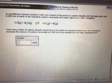 Solved An Equilibrium Mixture Contains Mol Of Each Of Chegg