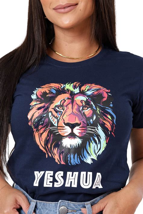 T SHIRT ROSTO LEAO YESHUA CASAL COR AZUL MARINHO Atacado Tshirt