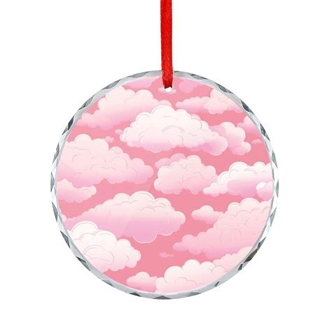 Pink Clouds Crystal Glass Christmas Ornament Girl Kid Bedroom Nursery