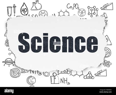 Science concept: Painted black text Science on Torn Paper background ...