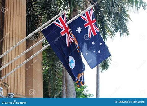 Flag Of Australia Against Uluru Ayers Rock At Sunset Uluru Kata Tjuta