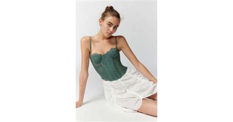 Out From Under Modern Love Lace Corset In Olive Green At Urban