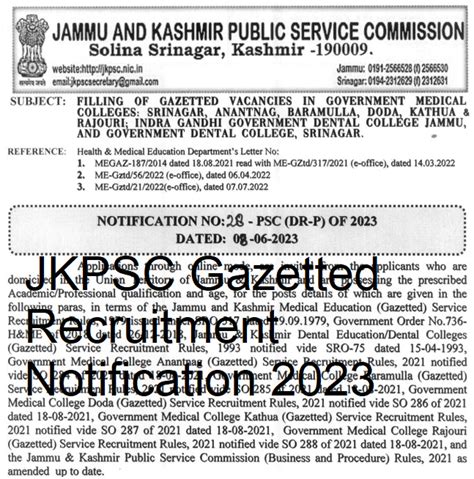 Jkpsc Gazetted Recruitment 2023 Out Vacancy 61 Posts