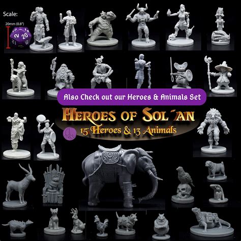 26 Animal Minis For Dnd Miniatures 28mm Unpainted Dungeons And Dragons