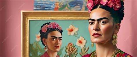 premium photo  portrait  frida kahlo  iconic mexican artist
