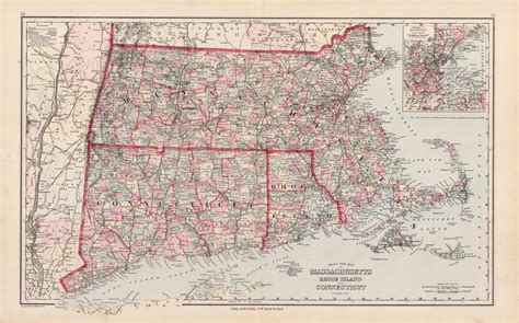 Grays New Map of Massachusetts, Rhode Island, and Connecticut' - Art