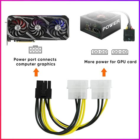 8 Inch 2 X Molex 4 Pin To 8 Pin Pci Express Video Card Pci E Atx Psu Power Converter Cable