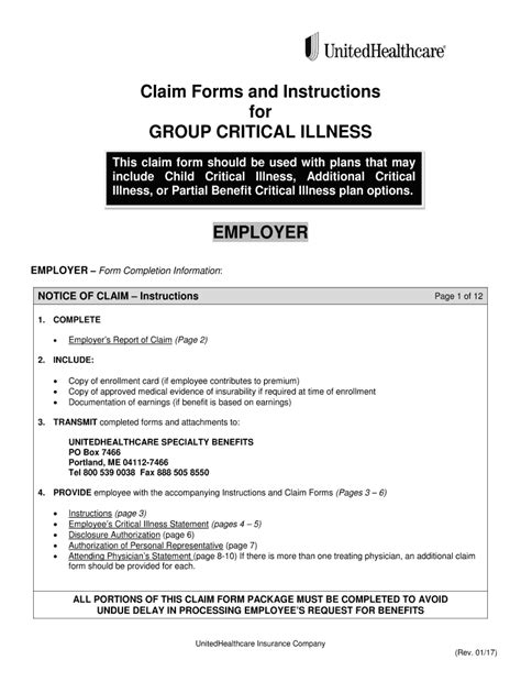 Fillable Online Critical Illness Protection Plan Claim Form Packet