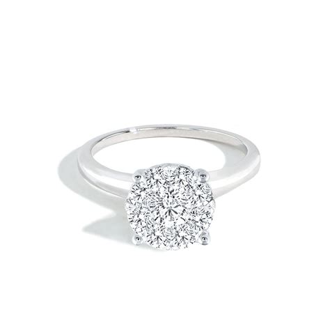 One Carat Diamond Cluster Engagement Ring In 14k White Gold