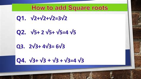 How To Add Square Root Square Root Addition Square Roots Addition