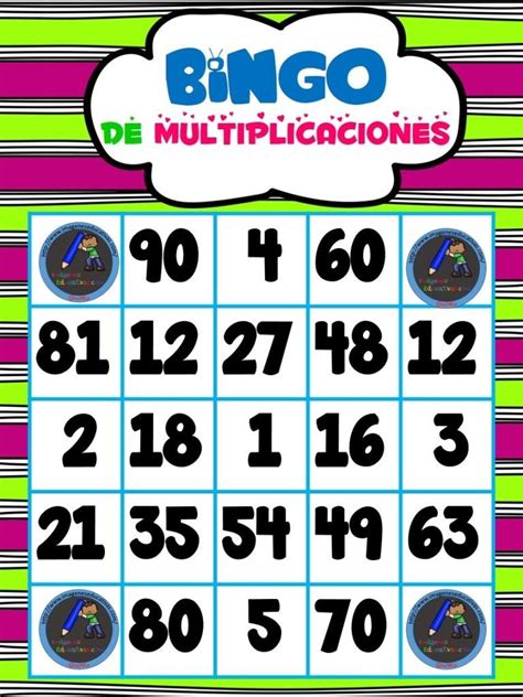 Bingo De Las Tablas De Multiplicar Para Descargar E Imprimir Gratis