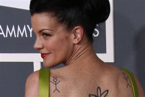 Pauley Perrette Angel, Devil, Stick Figure Upper Back Tattoo | Steal Her Style