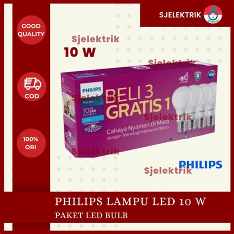 Jual PHILIPS LAMPU LED MYCARE 10W PAKET LED BULB 10 WATT ISI 4 PUTIH