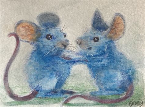 Sold Aceo Mouse Watercolor Painting Original Mice Baby Fine Art Card