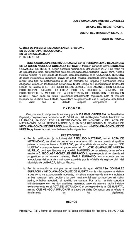 Top 63 Imagen Modelo De Demanda De Rectificacion De Escritura Publica