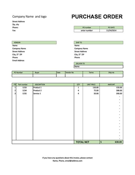 Purchase Order Word Template