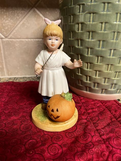 Vintage Homco Denim Days Halloween Figurine Debbie In A Ghost Costume