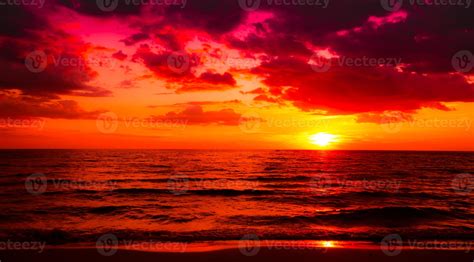 Beautiful sunset over the sea on the tropical beach pink sky background ...