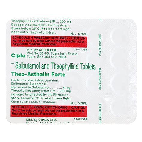 Theo Asthalin Forte Tablet 20s Price Uses Side Effects Netmeds