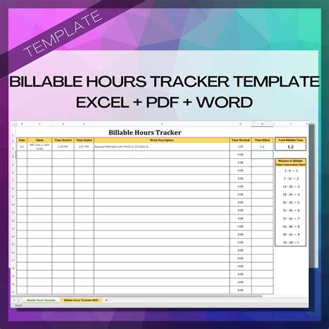 Billable Hours Tracker Template Excel Pdf Word Bundle Associate