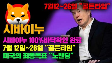 시바이누 긴급 유일하게 100 바닥확인한 밈코인 미국의 목표는 노랜딩 하반기 대폭등 직전 마지막 눌림 시작 7월