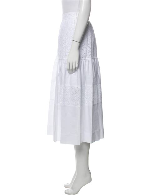 Derek Lam 10 Crosby Pleated Accents Midi Length Skirt White Skirts