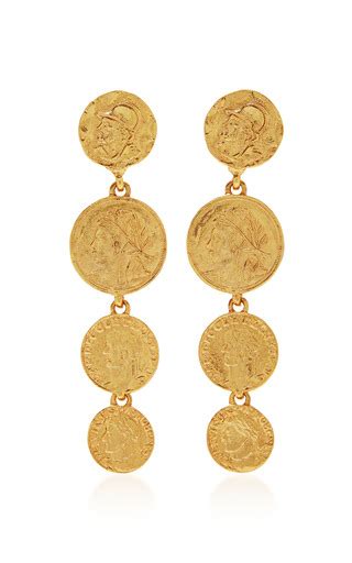 Oscar De La Renta Fashion Jewelry Moda Operandi Coin Earrings Clip