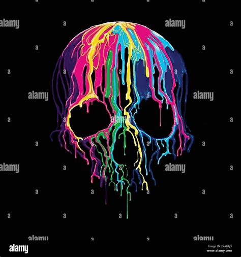 Paint Dripping Skull Vector T Shirt Design Artist Melting Skulls