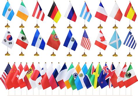 Amazon 100 Country Countries Deluxe Desk Flag Set International