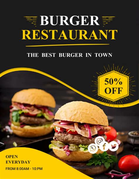 Maximalist Burger Restaurant Flyer Us Letter Template Postermywall