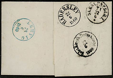 4 sk 1858 udg på brev annulleret med nr stempel 3 og