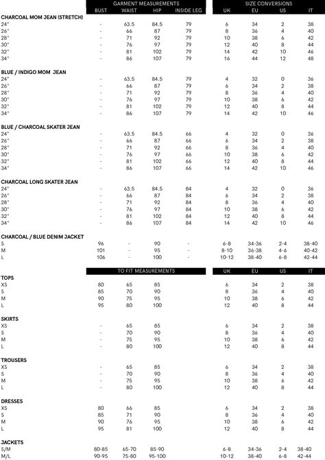 Risen Jean Size Chart