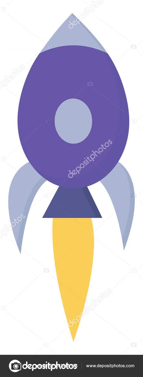 Purple Rocket Flying Illustration Vector On White Background Stock