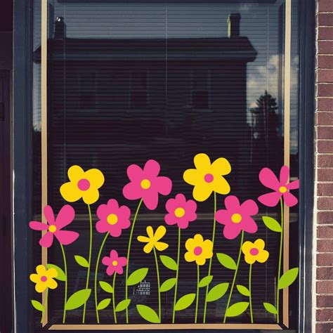 Spring Flower Window Decals, Floral Easter Shop Retail Window Display ...