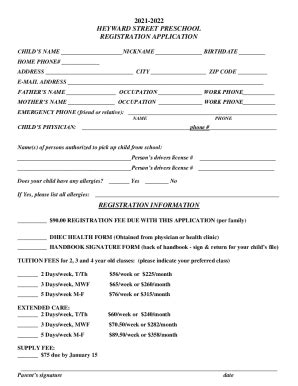 Fillable Online Registration Form For School Year Fax Email