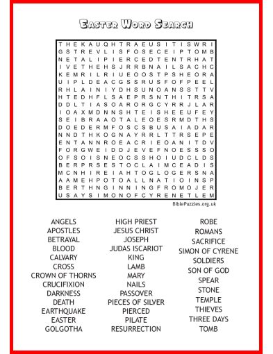 Easter Christian Word Search