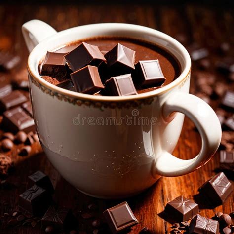 Hot Cocoa Mug With Chunks Of Chocolate Stock Illustration Illustration Of Liquid Chunks