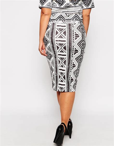 Lyst Asos Co Ord Pencil Skirt In Geo Tribal Print In White