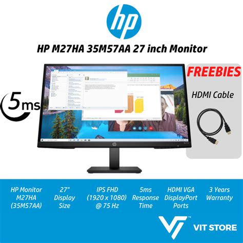 Hp M Ha Fhd M Aa Ips Ms Hz Vga Hdmi Dp Monitor Pgmall