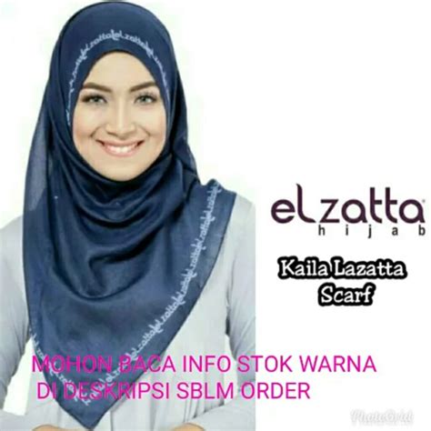 Jual Stock Baru Hijab Kerudung Segi Empat Kaila Lazatta Scarf Elzatta