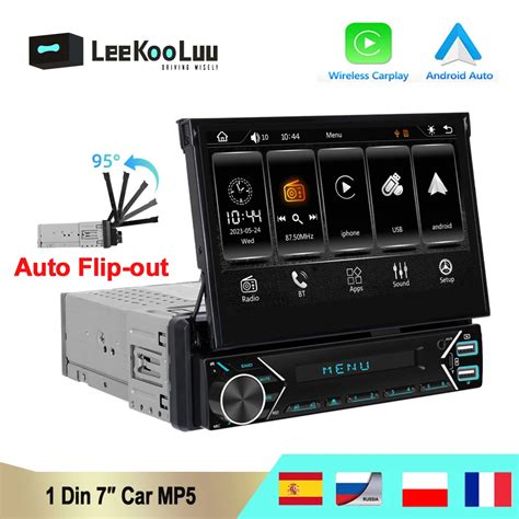 Leekooluu Autorradio Din Con Pantalla Retr Ctil De Para Coche Est