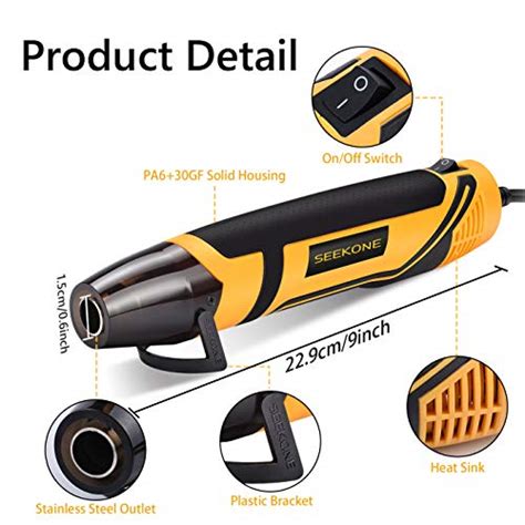 SEEKONE Mini Heat Gun W Fast Heat Handheld Hot Air Gun Tool With Reflector